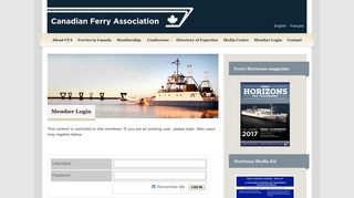 CFA Member Login - Canada 's ferry industry - CFOA / ACT