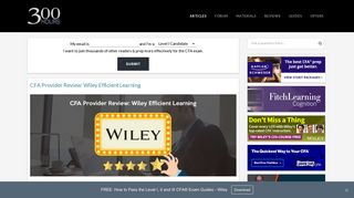CFA Provider Review: Wiley Efficient Learning - 300 Hours: Your ...