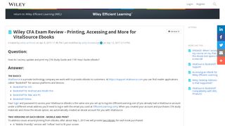 Wiley CFA Exam Review - Printing, Accessing and More for ...