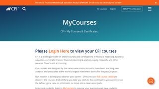 MyCourses - CFI Online Course Login - Corporate Finance Institute