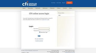 CFI Login Page - Center for Inquiry