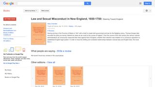 Law and Sexual Misconduct in New England, 1650-1750: Steering ... - Google Books Result