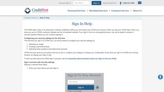 Sign In Help - Customer Service | CFNA