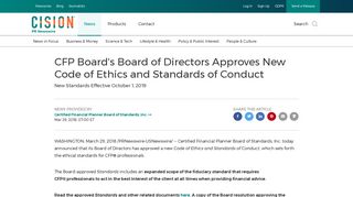 CFP Board's Board of Directors Approves New Code of Ethics and ...