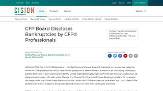 CFP Board Discloses Bankruptcies by CFP® Professionals