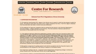 Application for Supervisor Recognition - Centre For Research