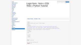 Login form : form « CGI Web « Python Tutorial - Java2s