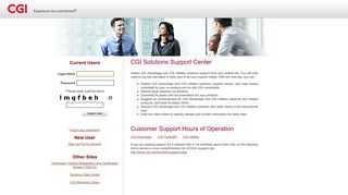 CGI Solutions Support Center :: Login