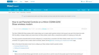 How to set Parental Controls on a Hitron CGNM-2250 ... - Shaw Support