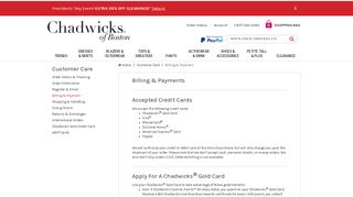 Billing & Payment | Customer Care | Chadwicks of Boston