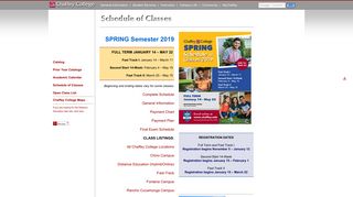 SPRING 2019 Schedule of Classes | Chaffey College