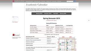 SPRING 2019 Calendar | Chaffey College