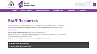 Staff Resources | South Metropolitan TAFE