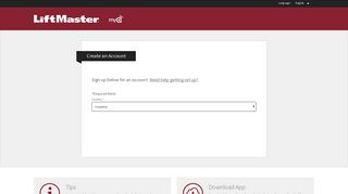 Create Account | myQ Chamberlain - Liftmaster