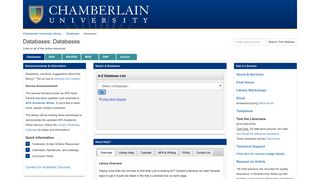 Databases - Chamberlain Library - Chamberlain College of Nursing