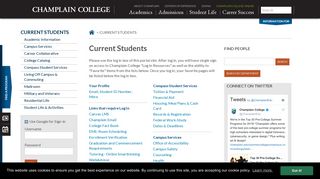 Champlain College Current Students Portal