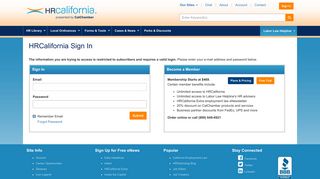 HRCalifornia Sign In - HRCalifornia - CalChamber