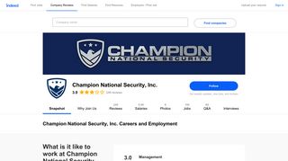 Champion National Security, Inc. Careers and Employment | Indeed.com
