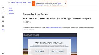 Student log-in to Canvas: Canvas Quick Start Guide