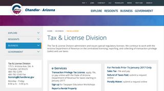 Tax & License Division | City of Chandler