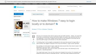 How to make Windows 7 easy to login locally or to domain? - Microsoft
