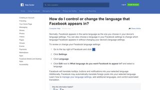 How do I control or change the language that Facebook appears in ...