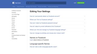Editing Your Settings | Facebook Help Center | Facebook