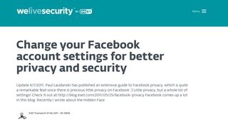 Change your Facebook account settings for better privacy and security