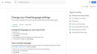 Change your Gmail language settings - Computer - Gmail Help