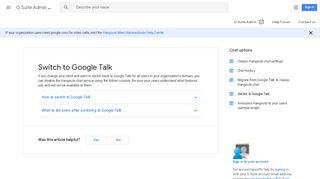 Switch to Google Talk - G Suite Admin Help - Google Support