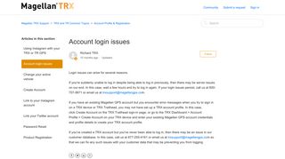 Account login issues – Magellan TRX Support