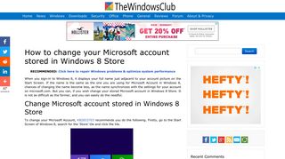 How to change your Microsoft account stored in Windows 8 Store