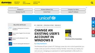 Change an Existing User's Account in Windows 8 - dummies