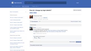 How do i change my login details? | Facebook Help Community ...