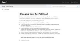 Changing Your PayPal Email | Fiverr