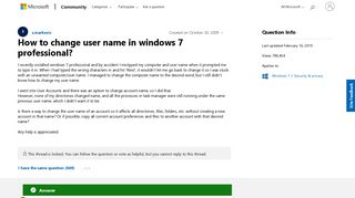 How to change user name in windows 7 professional? - Microsoft ...