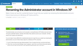 Renaming the Administrator account in Windows XP - TechRepublic