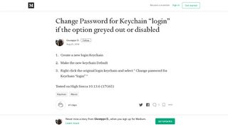 Change Password for Keychain “login” if the option greyed out or ...