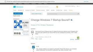 Change Windows 7 Startup Sound? - Microsoft