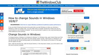 How to change Sounds in Windows 10/8/7 - The Windows Club