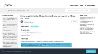 How to get/reset a Plesk Administrator password in Plesk for Linux ...
