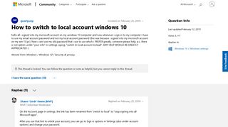 How to switch to local account windows 10 - Microsoft Community