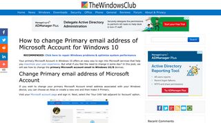Change Primary email address of Microsoft Account for Windows 10