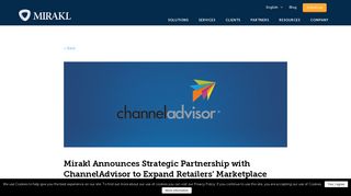 Mirakl Announces Strategic Partnership with ChannelAdvisor to ...