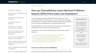 How can ChannelAdvisor import Merchant Fulfillment Network (MFN ...