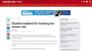 Student nabbed for hacking bar review site | ABS-CBN News