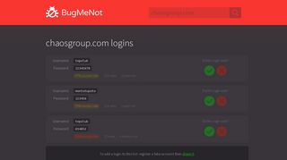 chaosgroup.com passwords - BugMeNot