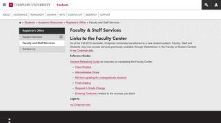 Registrar Faculty and Staff Services | Chapman University