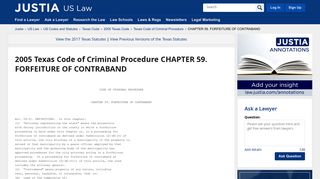 CHAPTER 59. FORFEITURE OF CONTRABAND :: Texas Code of ...