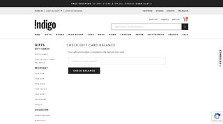 Check Gift Card Balance | chapters.indigo.ca